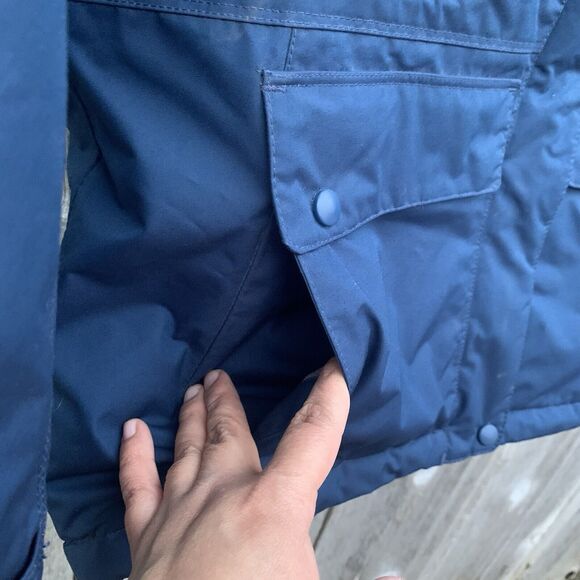 L.L. BEAN Jacket Sz SM Blue Baxter State Parka Goose Down Faux Fur Hood - Picture 13 of 16